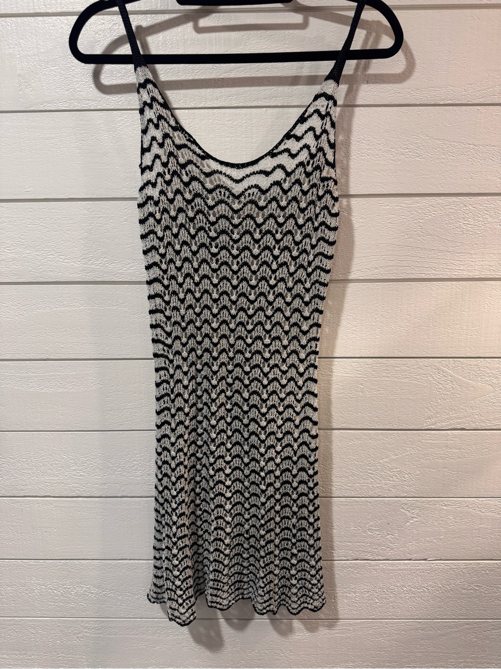 Vintage Bettie Page Black and White Zigzag Knit Mini Dress